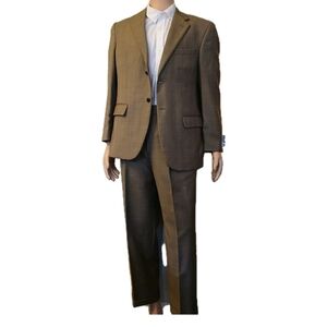 Andrew Fezza Men's Tan Blazer and Suit Set Blazer Sz 38S Pants 32 Brown